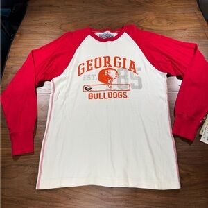 Georgia Bulldogs Red and White Long Sleeve Tee